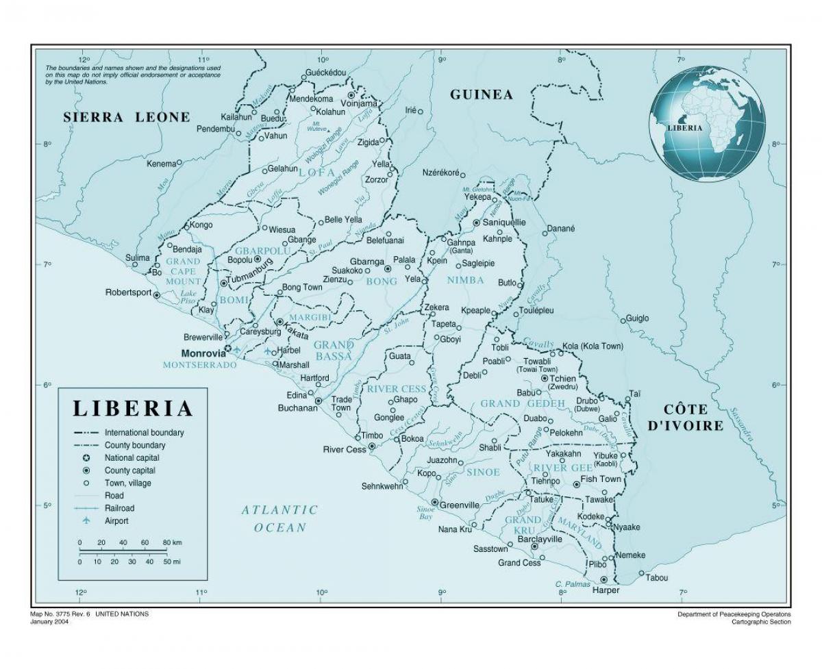 zemljevid Liberija letališče
