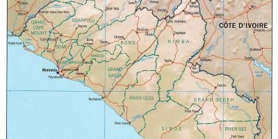 Zemljevid geografske karte Liberija
