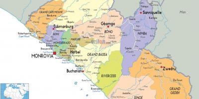 Politični zemljevid Liberija