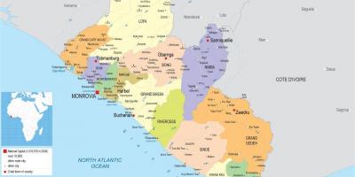 Zemljevid pripravi politični zemljevid Liberija