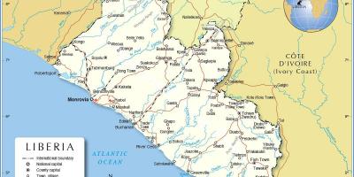 Zemljevid Liberiji, zahodna afrika